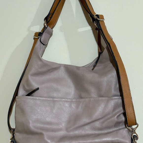 Gray and Brown Hobo Bag - Picture 2 of 13